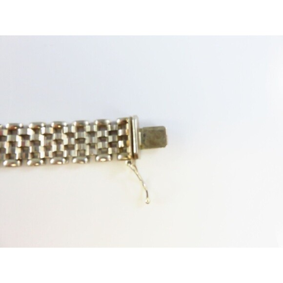 Unisex Sterling Silver 7 Row Panther Link Bracelet - 7.5" - Picture 6 of 12